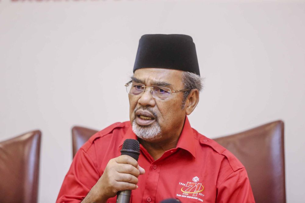 Umno Supreme Council member Datuk Seri Tajuddin Abdul Rahman speaks during press conference at the Putra World Trade Centre June 3, 2018.u00e2u20acu2022 Picture by Firdaus Latif