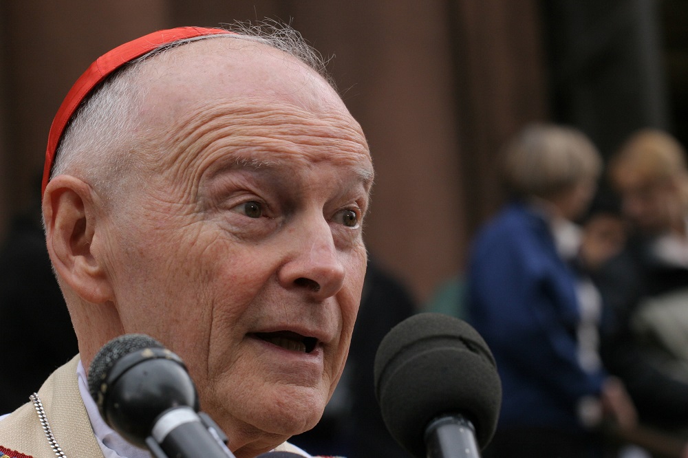 In this file photo taken on April 3, 2005 Cardinal Theodore McCarrick, Archbishop of Washington speaks to reporters outside the Cathedral of Saint Matthew the Apostle in Washington. u00e2u20acu201d AFP pic