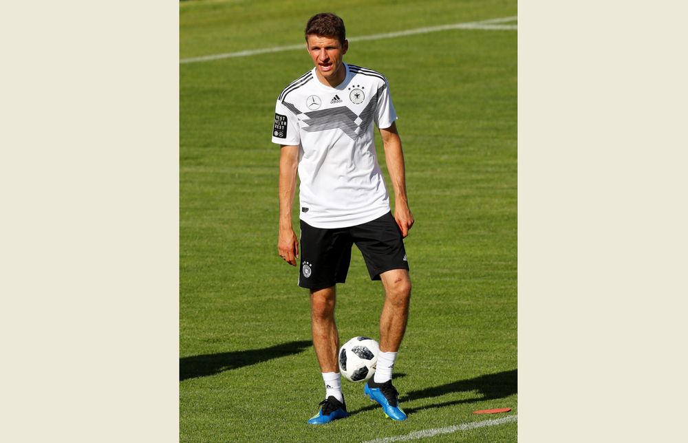 Germanyu00e2u20acu2122s Thomas Mueller during training in Eppan, Italy, May 26, 2018. u00e2u20acu201d Reuters pic