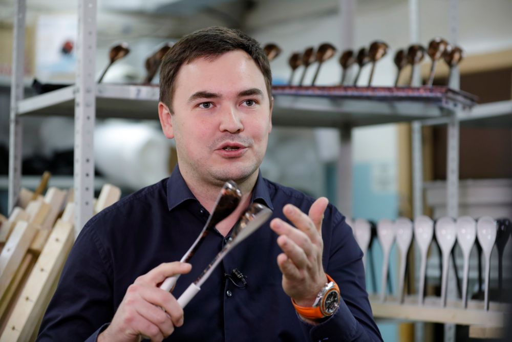 Designer Rustam Nugmanov plays spoons branded u00e2u20acu02dcSpoons of Victoryu00e2u20acu2122, official instrument chosen by Russia for the 2018 Fifa World Cup, at a workshop in the city of Lyubertsy, outside Moscow June 7, 2018. u00e2u20acu2022 Reuters pic