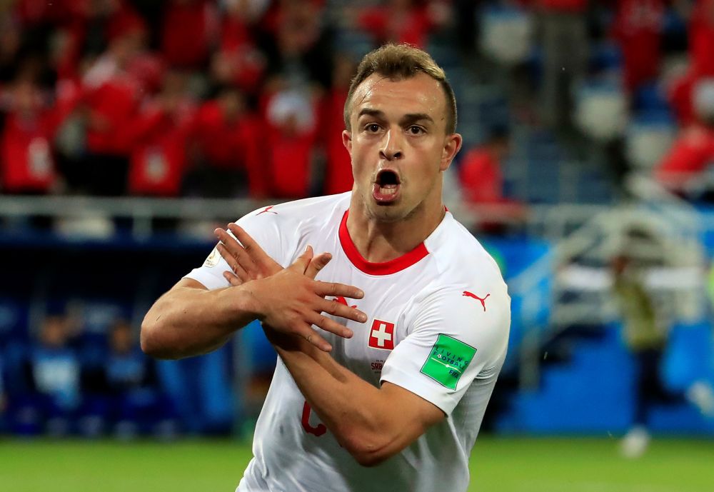 Switzerland's Xherdan Shaqiri celebrates after the match againt Serbia, June 22, 2018. u00e2u20acu2022 Reuters pic