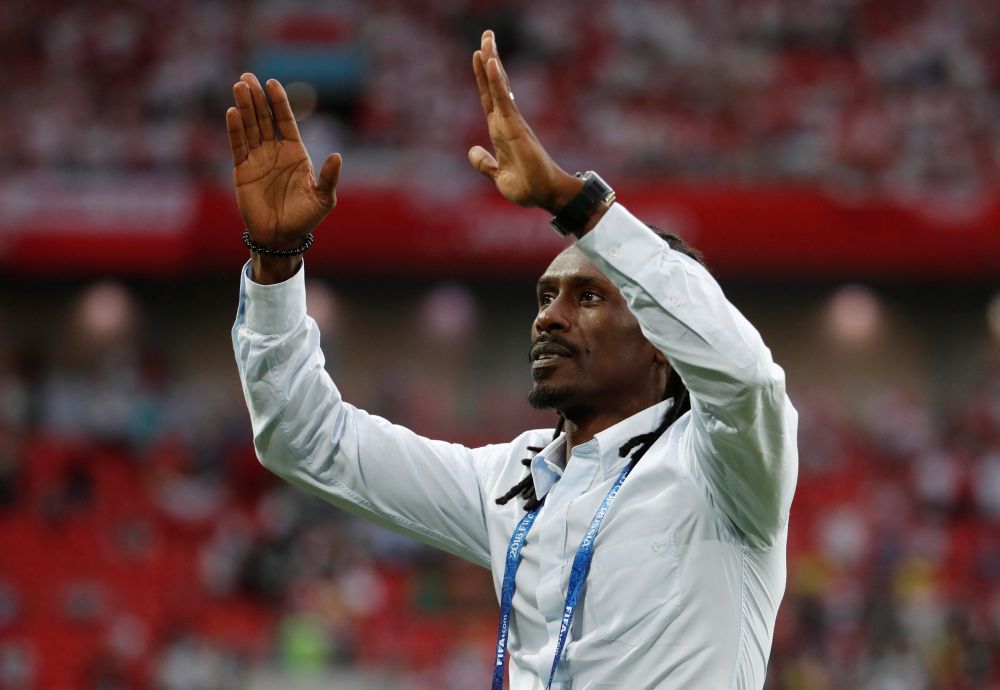 Senegal coach Aliou Cisse celebrates after the Group H match against Poland June 19, 2018. u00e2u20acu2022 Reuters pic
