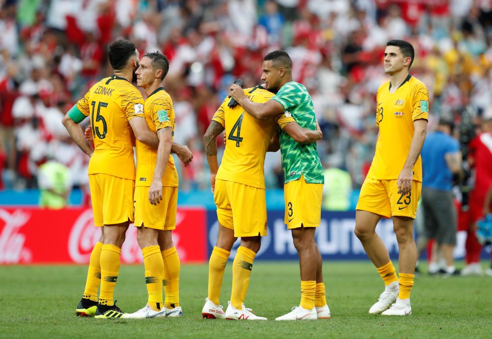 Australia players look dejected after the match against Peru, June 26, 2018. u00e2u20acu2022 Reuters pic