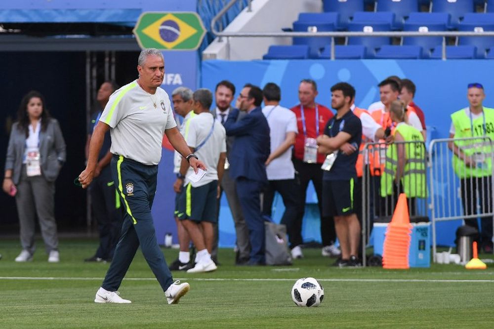 Brazilu00e2u20acu2122s coach Tite leads a training session at the Rostov Arena in Rostov-on-Don on June 16, 2018 on the eve of the Russia 2018 World Cup Group E match between Brazil and Switzerland. u00e2u20acu201d AFP pic