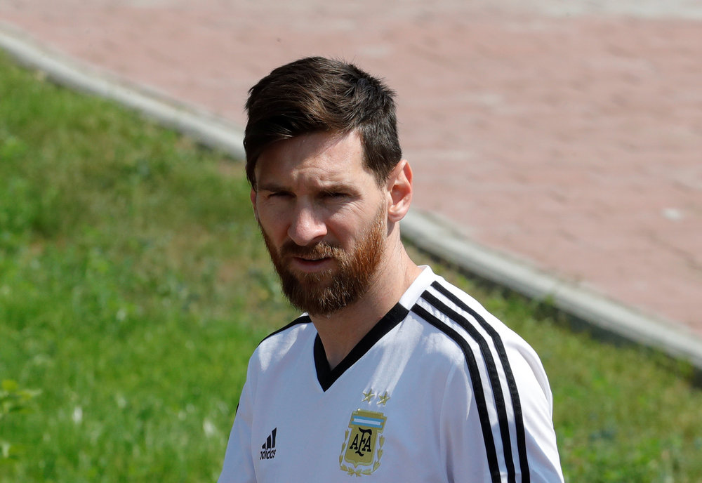 Lionel Messi attends a training session in Bronnitsy, Moscow June 23, 2018. u00e2u20acu201d Reuters pic