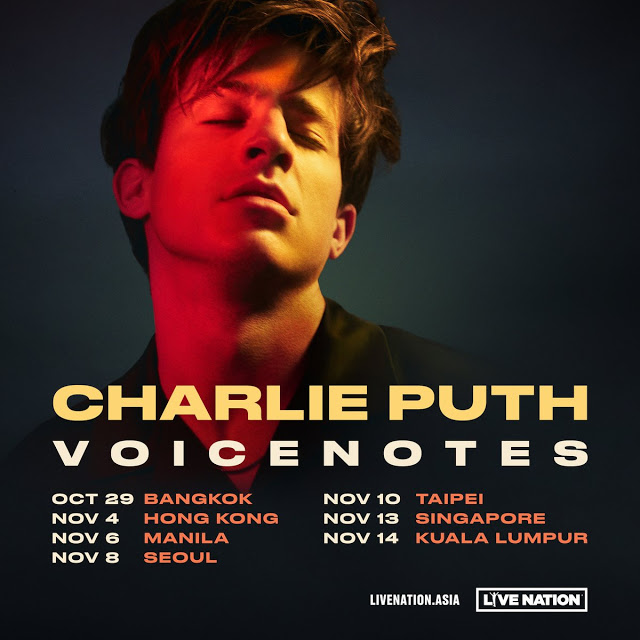 Charlie Puth is bringing his u00e2u20acu02dcVoicenotes Asia Touru00e2u20acu2122 beginning 29 October to 14 November to seven countries in Asia. u00e2u20acu201d Picture courtesy of TheHive.Asia