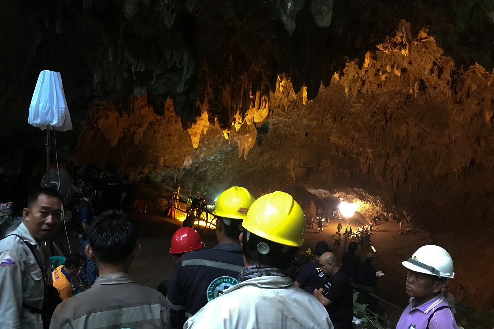 Rescue teams search the Tham Luang caves for 13 members of an under-16 football team, in the northern province of Chiang Rai, Thailand, June 25, 2018. u00e2u20acu201d Reuters pic