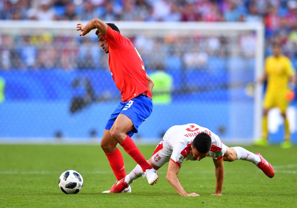 Costa Rica's Daniel Colindres in action with Serbia's Antonio Rukavina. u00e2u20acu201d Reuters pic