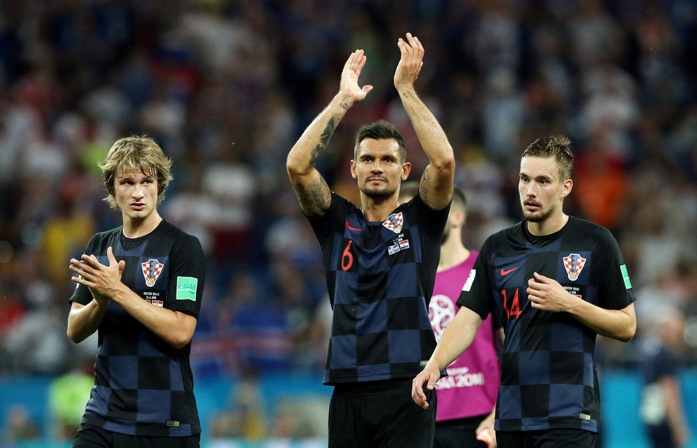 Croatia's Tin Jedvaj, Dejan Lovren and Filip Bradaric applaud fans after the World Cup Group D match with Iceland in Rostov-on-Don June 26, 2018. u00e2u20acu201d Reuters pic
