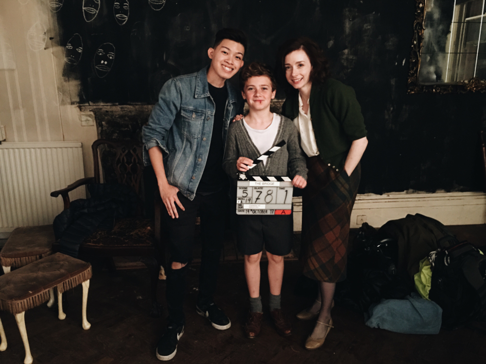 Darius Shu with Fiona Glascott and Austin Taylor on the set of u00e2u20acu02dcSecret Childu00e2u20acu2122. u00e2u20acu201d Picture courtesy of Darius Shu