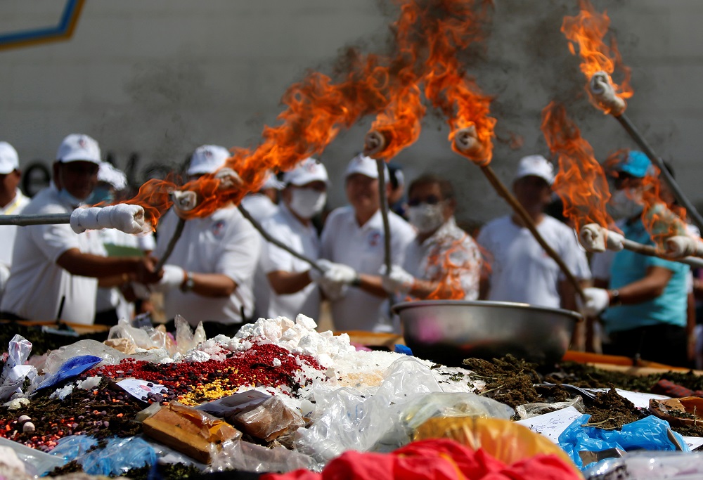 Cambodian authorities burn confiscated drugs during a ceremony to mark International Day against Drug Abuse and Illicit Trafficking, in Phnom Penh, Cambodia, June 26, 2018. u00e2u20acu201d Reuters pic