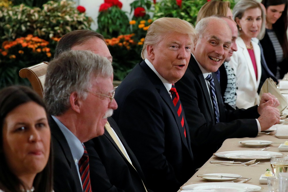 US President Donald Trump and members of his delegation attend lunch during a meeting at the Istana in Singapore June 11, 2018. u00e2u20acu201d Reuters pic