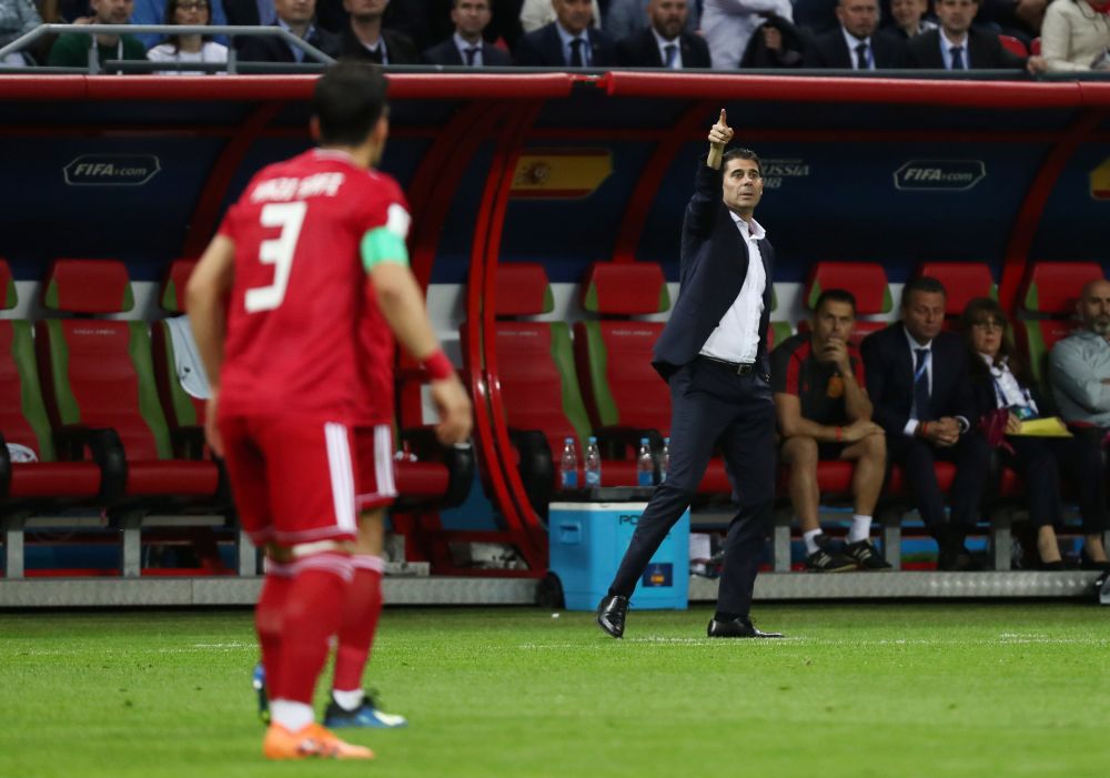 Spain coach Fernando Hierro gestures during the match against Iran in Kazan June 20, 2018. u00e2u20acu2022 Reuters pic