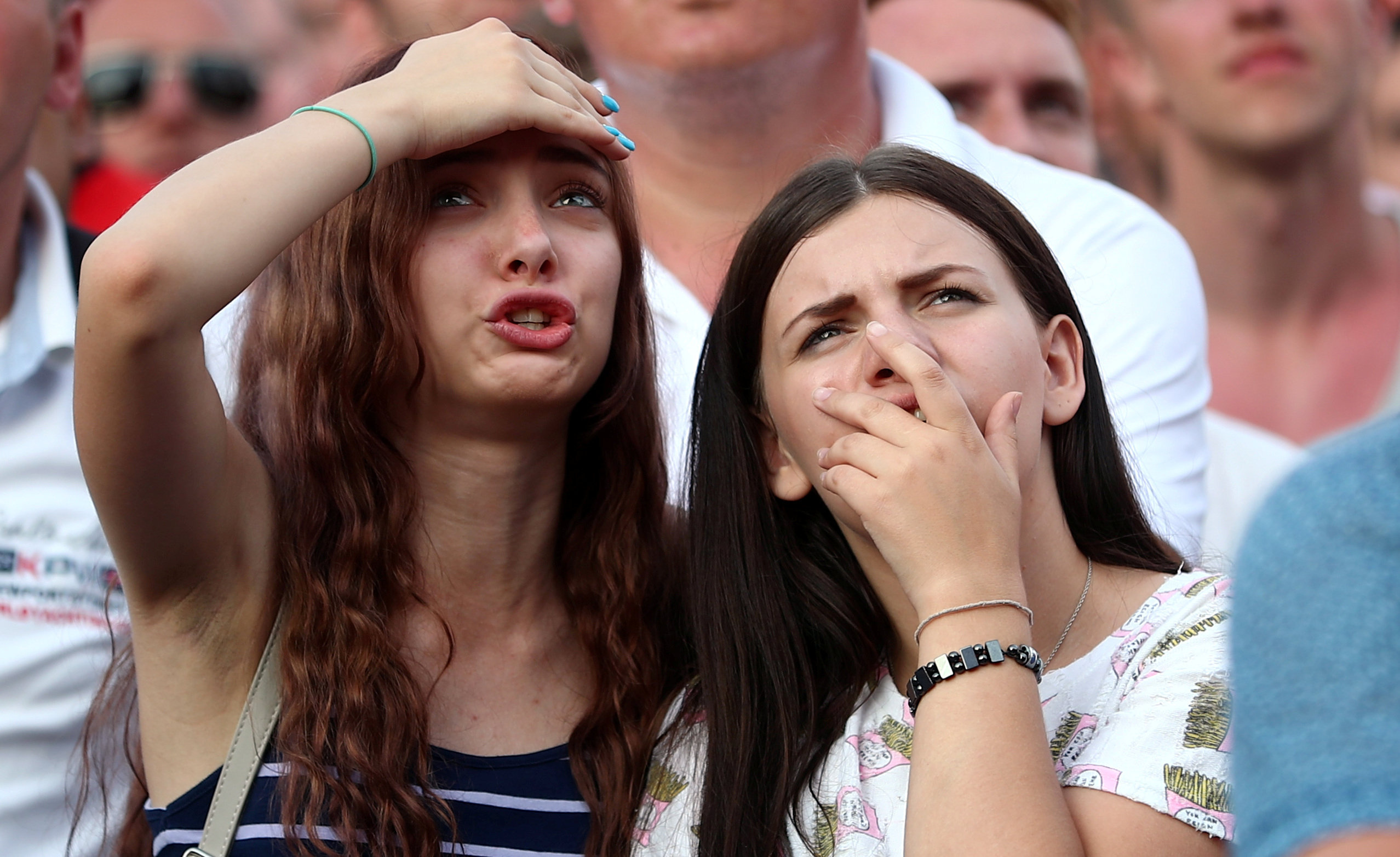 Russian fans react during the World Cup Group A match with Uruguay in the fans' zone, Sochi June 25, 2018. u00e2u20acu201d Reuters pic 