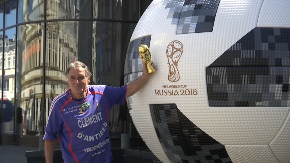 For French superfan Clement Tomaszewski, Russia is his eighth World Cup. u00e2u20acu201d Reuters video image