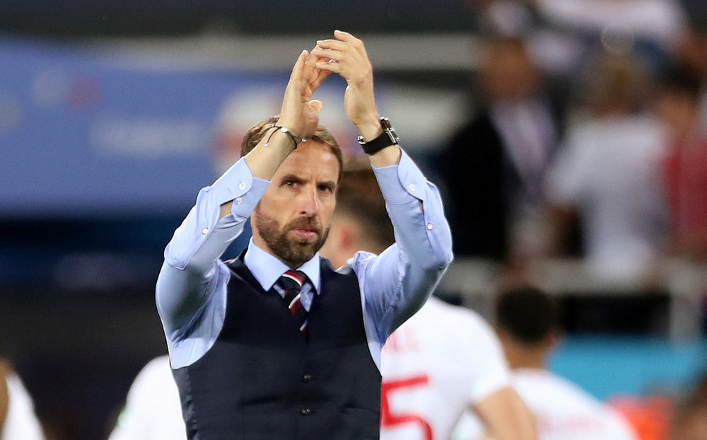 England manager Gareth Southgate applauds their fans after the match after the World Cup Group G match with Belgium in Kaliningrad June 28, 2018. u00e2u20acu201d Reuters picn
