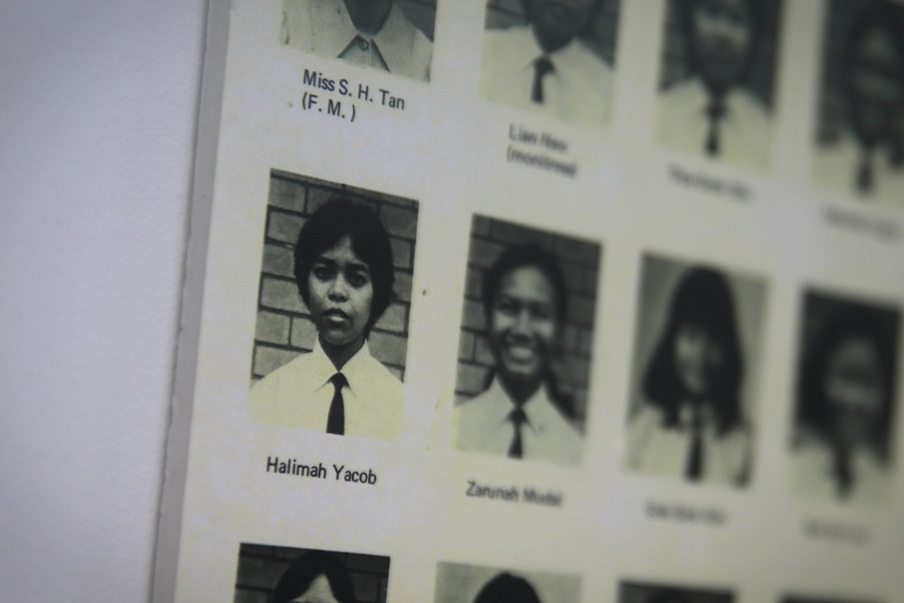President Halimah Yacob as a schoolgirl in a yearbook from Tanjong Katong Girls' School.