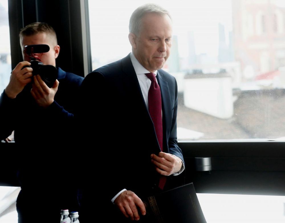 Latviau00e2u20acu2122s central bank governor Ilmars Rimsevics arrives at the news conference in Riga, Latvia February 20, 2018. u00e2u20acu201d Reuters pic