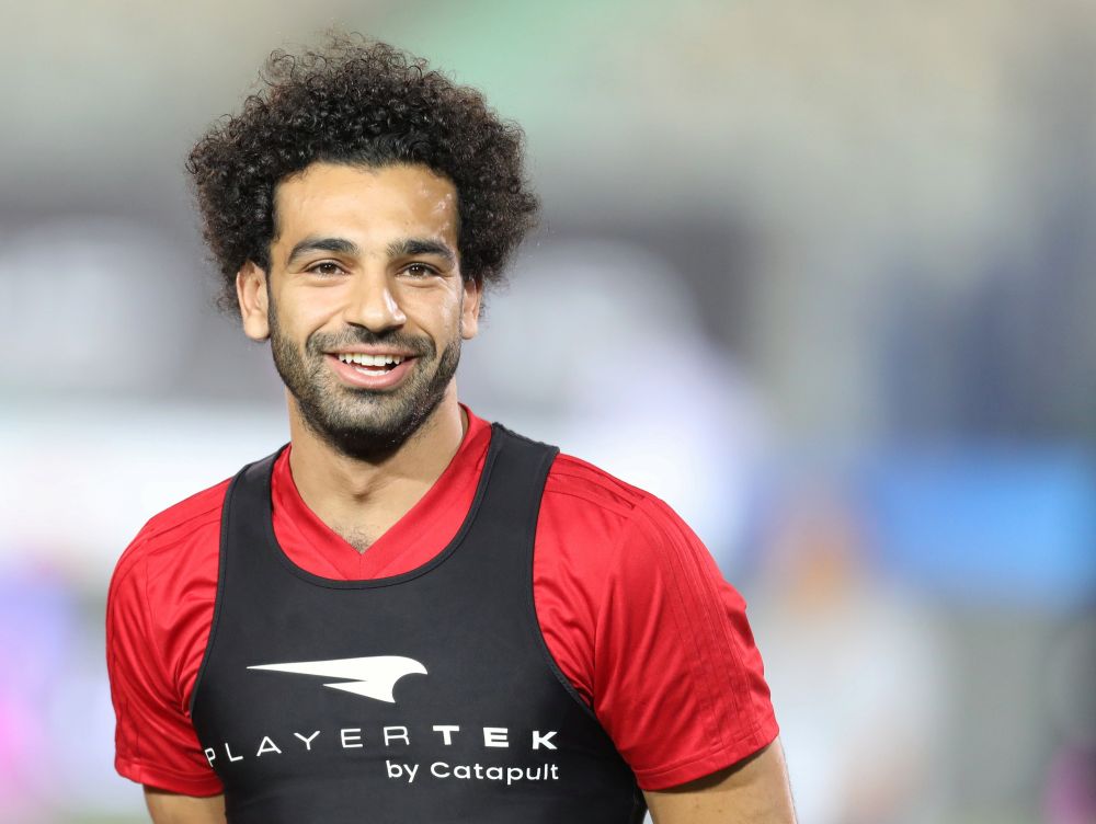 Egypt's Mohamed Salah smiles next to his teammates in Cairo international stadium in Cairo June 9, 2018. u00e2u20acu201d Reuters pic