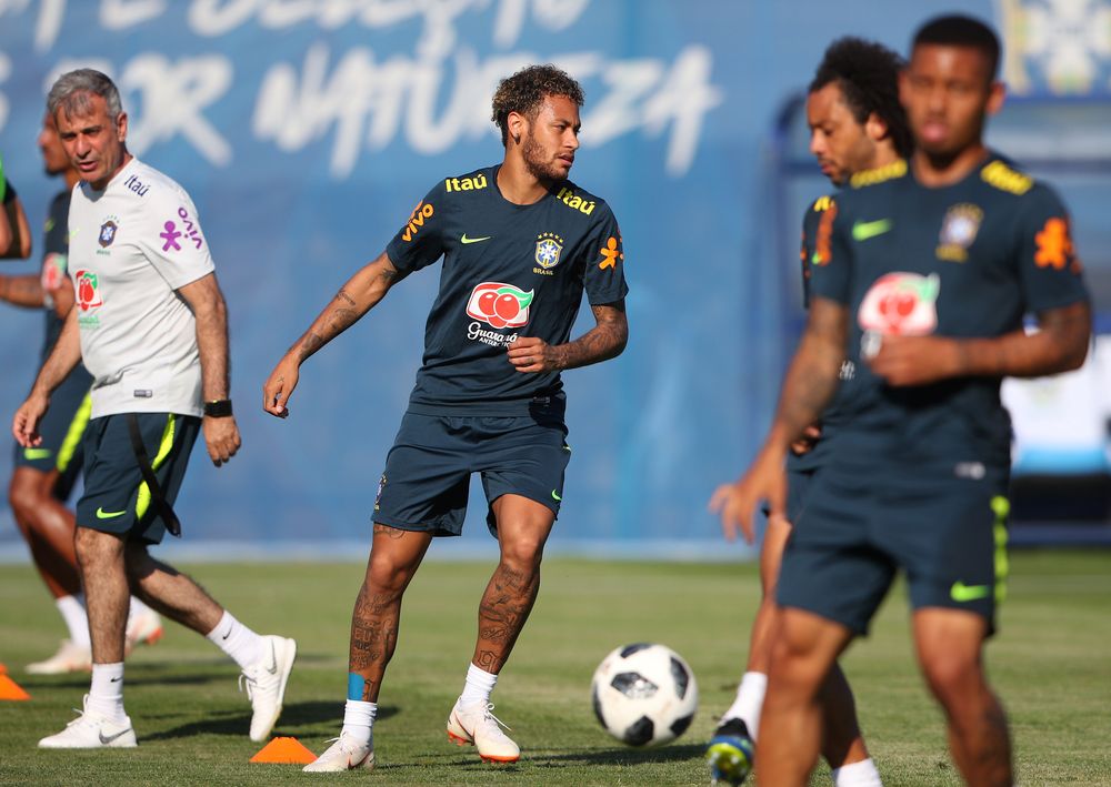 Brazilu00e2u20acu2122s Neymar and team mates during training in Yug-Sport Stadium, Sochi, Russia, June 14, 2018. u00e2u20acu201d Reuters pic