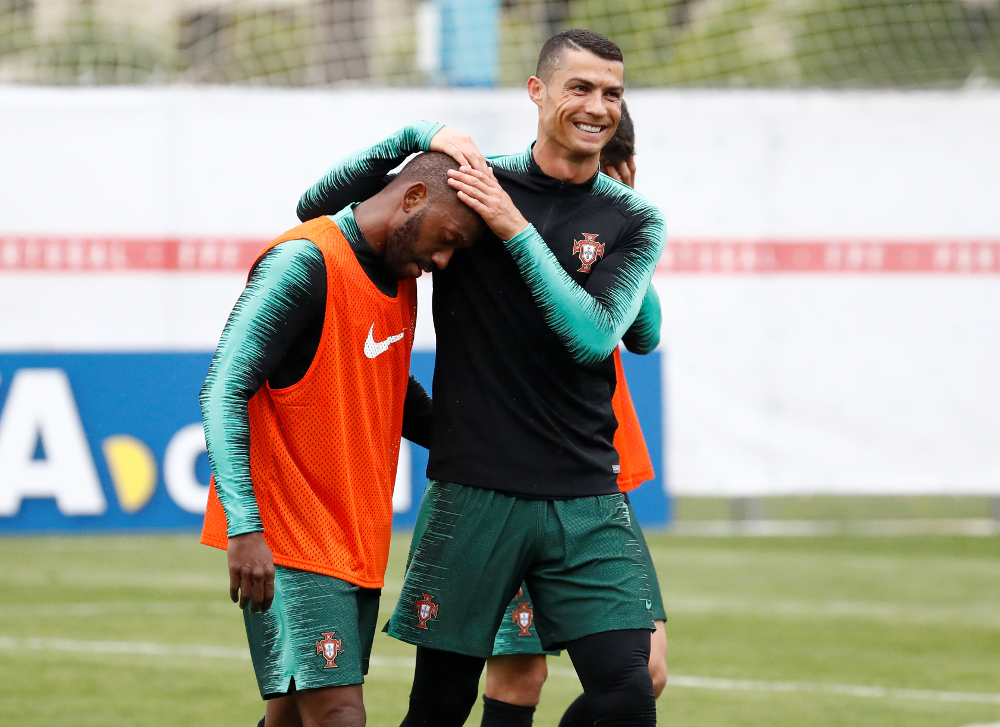 Portugalu00e2u20acu2122s Cristiano Ronaldo and Manuel Fernandes during training at the Portugal Team Training Camp in Kratovo, Moscow June 10, 2018. u00e2u20acu201d Reuters pic
