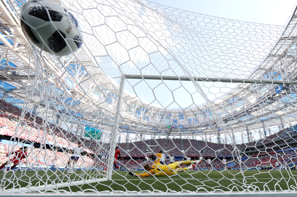 Panamau00e2u20acu2122s Felipe Baloy (hidden) scores their first goal in their World Cup Group G against England Nizhny Novgorod Stadium, Nizhny Novgorod June 24, 2018. u00e2u20acu201d Reuters pic