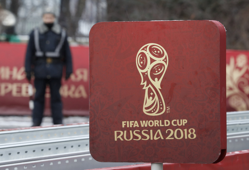 A sign with the logo of the 2018 Fifa World Cup Russia is on display near the Kremlin before the events, dedicated to the upcoming World Cup Final Draw, in central Moscow November 29, 2017. u00e2u20acu201d Reuters pic