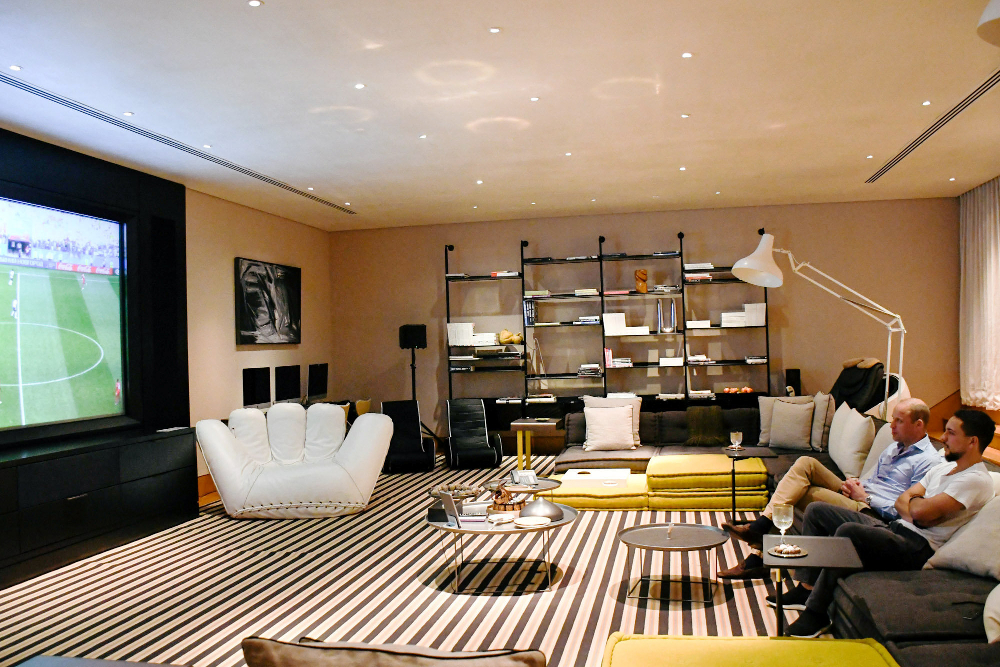 UKu00e2u20acu2122s Prince William and Jordanu00e2u20acu2122s Crown Prince Hussein watch the World Cup football match between England and Panama in Amman in this handout picture provided on June 25, 2018. u00e2u20acu201d Picture by Jordanian Royal Palace via Reuters