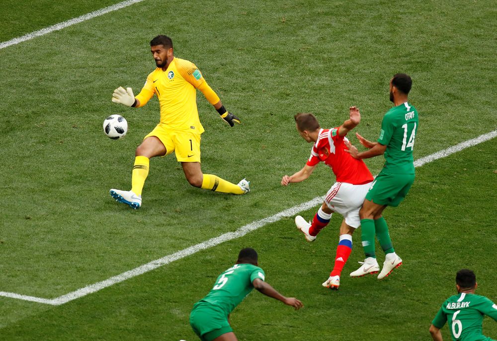 Russiau00e2u20acu2122s Denis Cheryshev scores their second goal against Saudi Arabia during the opening match of World Cup 2018 in Luzhniki Stadium, Moscow, June 14, 2018. u00e2u20acu201d Reuters pic