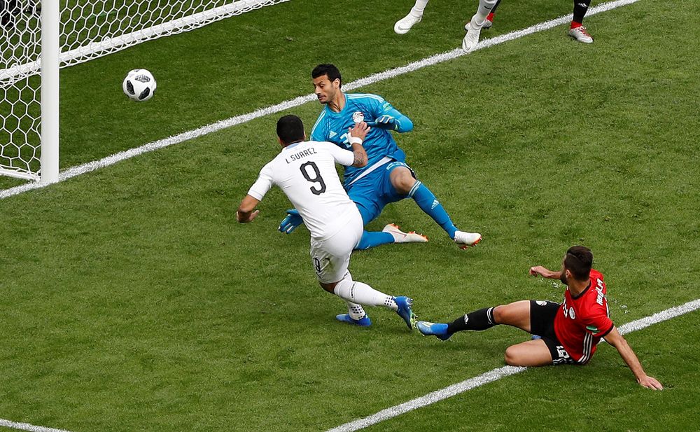 Uruguayu00e2u20acu2122s Luis Suarez misses a chance to score against Egypt during their World Cup - Group A match at Ekaterinburg Arena, Yekaterinburg, Russia, June 15, 2018. u00e2u20acu201d Reuters pic