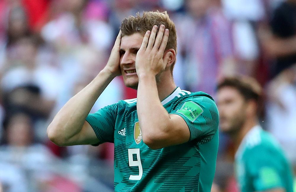 Germany's Timo Werner reacts after missing a chance to score a goal against South Korea, June 27, 2018. u00e2u20acu2022 Reuters pic