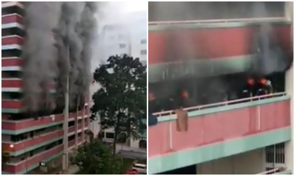 A fire broke out at Blk 663, Yishun Avenue 4 on Sunday morning. u00e2u20acu201d Facebook/Dahlia SenSasi