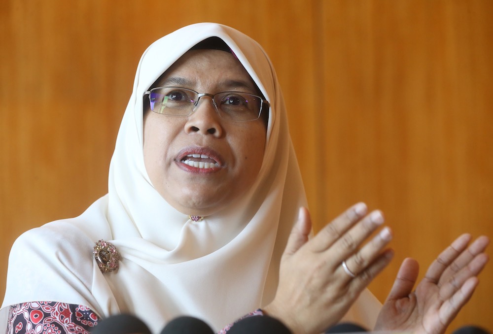 Political Secretary for the Ministry of Women, Family & Community Development Rodziah Ismail speaks to the media during a press conference in Putrajaya July 11, 2018. u00e2u20acu201dPicture by Zuraneeza Zulkifli