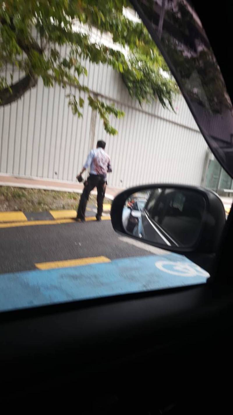 A picture taken by an eyewitness shows the victim of the acid attack.