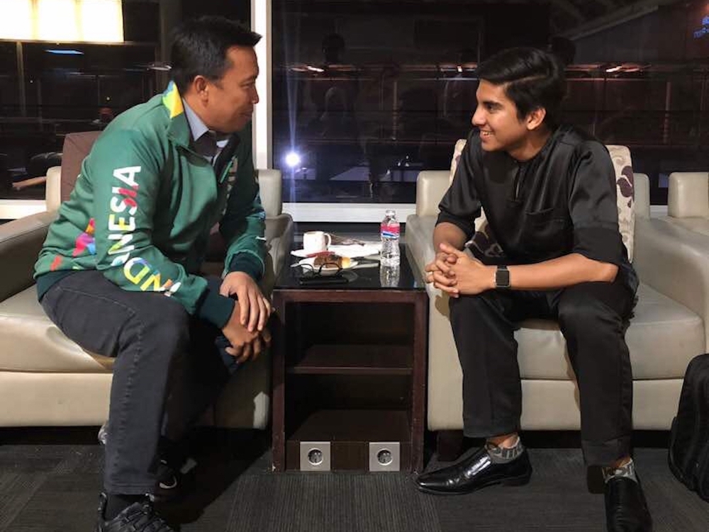 Youth and Sports Minister Syed Saddiq Abdul Rahman seen here with his Indonesian counterpart Imam Nahrawi. u00e2u20acu201d Picture courtesy of Twitter/Syed Saddiq