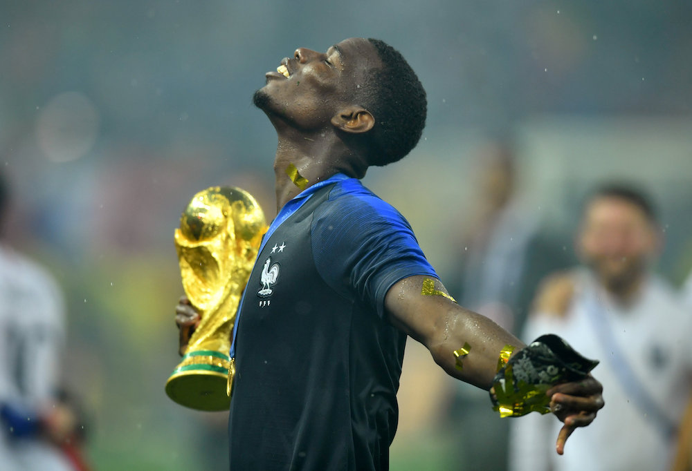 Franceu00e2u20acu2122s Paul Pogba holds the trophy as he celebrates winning the World Cup, Luzhniki Stadium, Moscow July 16, 2018. u00e2u20acu201d Reuters pic