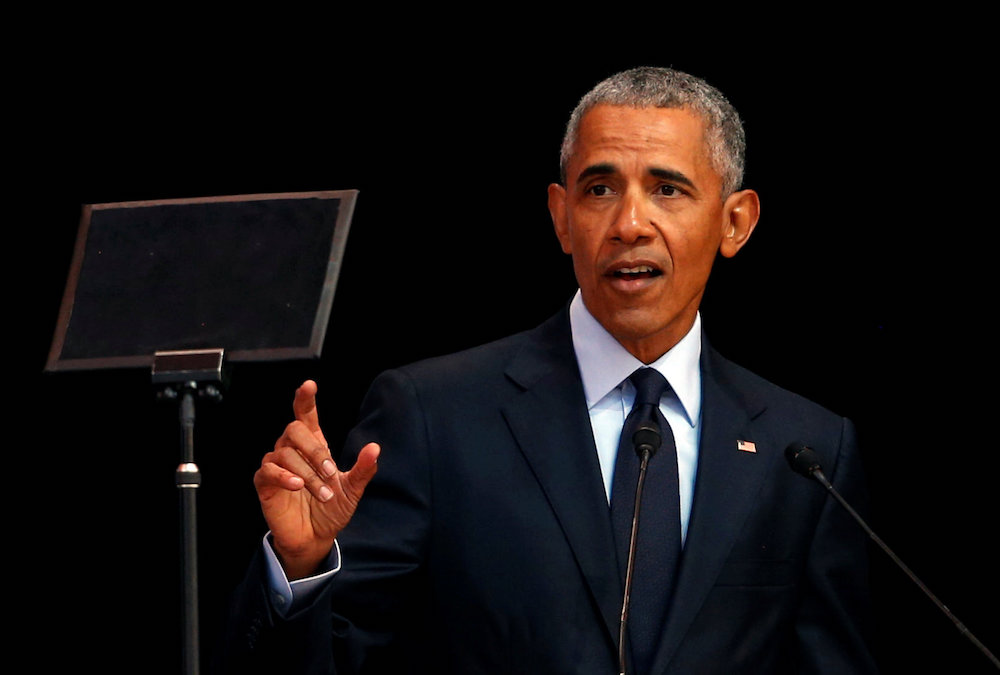 Former US President Barack Obama delivers the 16th Nelson Mandela annual lecture in Johannesburg July 17, 2018. u00e2u20acu201d Reuters pic