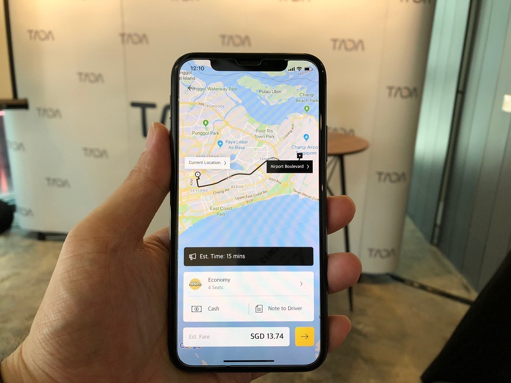 User interface of Tada’s mobile application.