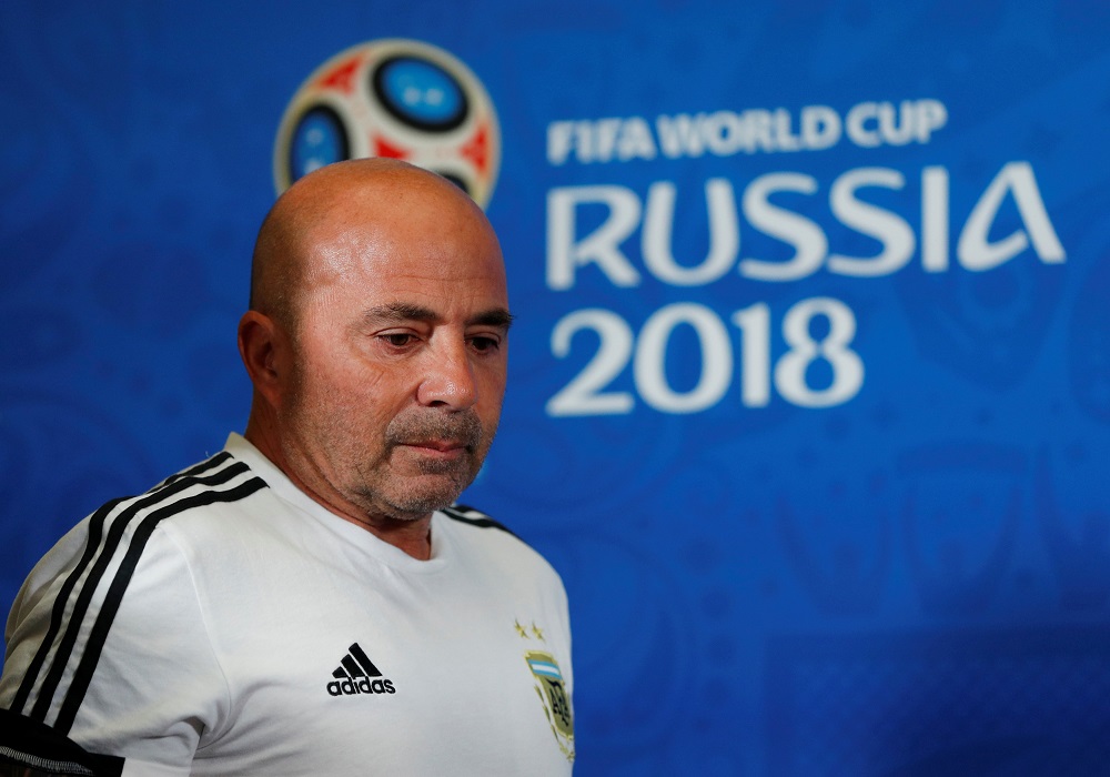 Argentina coach Jorge Sampaoli during a press conference in Kazan, Russia June 29, 2018. u00e2u20acu201d Reuters pic