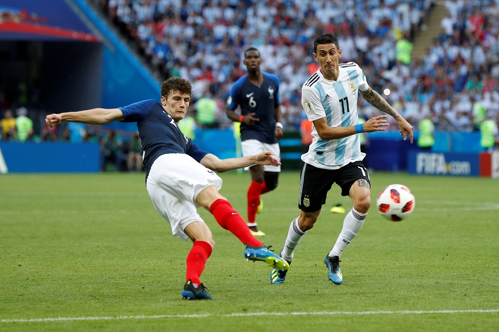 France's Benjamin Pavard scores their second goal against Argentina at the Kazan Arena in Russia June 30, 2010. u00e2u20acu201d Reuters pic