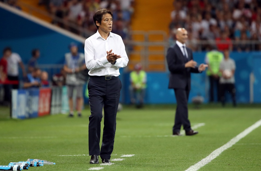 Japan coach Akira Nishino during the match against Belgium at the Rostov Arena in Russia July 3, 2018. u00e2u20acu201d Reuters pic 