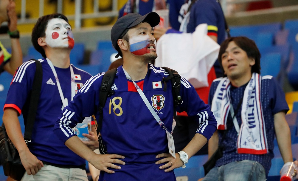Japan fans look dejected after the match against Belgium at Rostov Arena in Russia July 2, 2018. u00e2u20acu201d Reuters pic