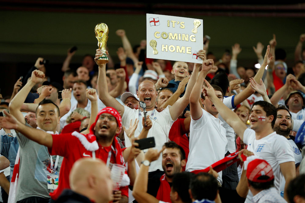 England fans celebrate after the match against Colombia at the 2018 Fifa World Cup in Spartak July 3, 2018. u00e2u20acu201d Reuters pic