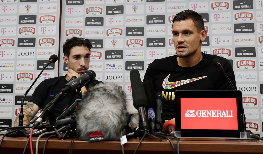 Croatia's Dejan Lovren and Sime Vrsaljko during a press conference in Sochi July 5, 2018. u00e2u20acu201d Reuters pic