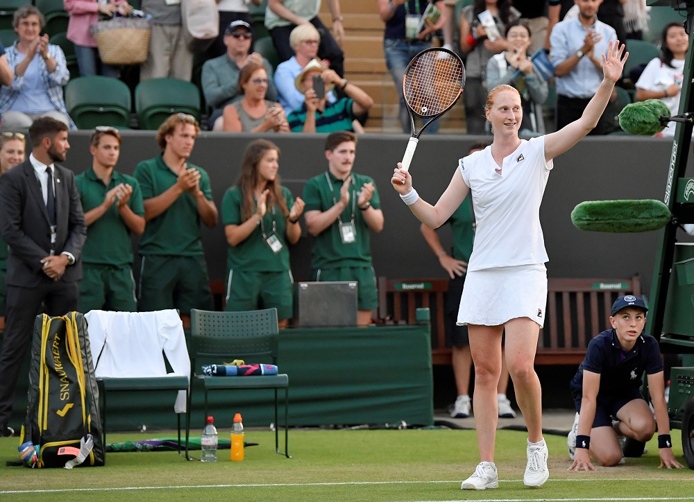 Alison Van Uytvanck celebrates winning her second round match against Garbine Muguruza in London July 5, 2018. u00e2u20acu201d Reuters pic