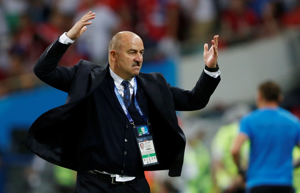 Russia coach Stanislav Cherchesov reacts during the match against Croatia at the Fisht Stadium in Sochi July 7, 2018. u00e2u20acu201d Reuters pic 