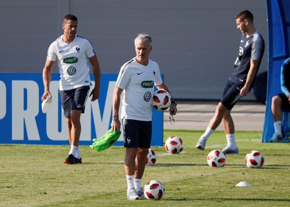 France coach Didier Deschamps during training at the France Training Site in Moscow July 12, 2018. u00e2u20acu201d Reuters pic