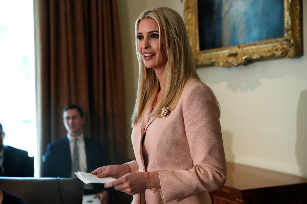 White House senior adviser Ivanka Trump speaks as her husband and fellow adviser Jared Kushner looks on as US President Donald Trump holds a cabinet meeting at the White House in Washington July 18, 2018. u00e2u20acu201d Reuters pic 