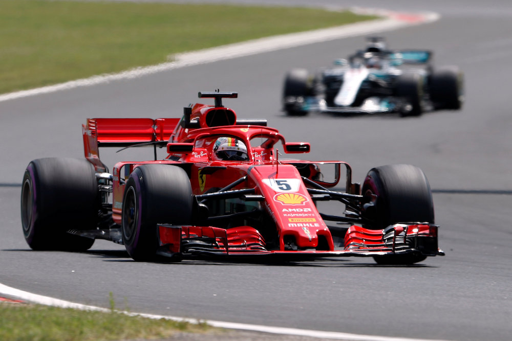 Ferrariu00e2u20acu2122s Sebastian Vettel drives during practice at the Hungarian Grand Prix in Budapest July 27, 2018. u00e2u20acu201d Reuters pic