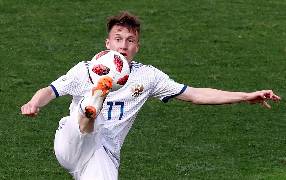 Russia's Aleksandr Golovin in action against Spain during their World Cup match at the Luzhniki Stadium in Moscow July 1, 2018. u00e2u20acu201d Reuters pic